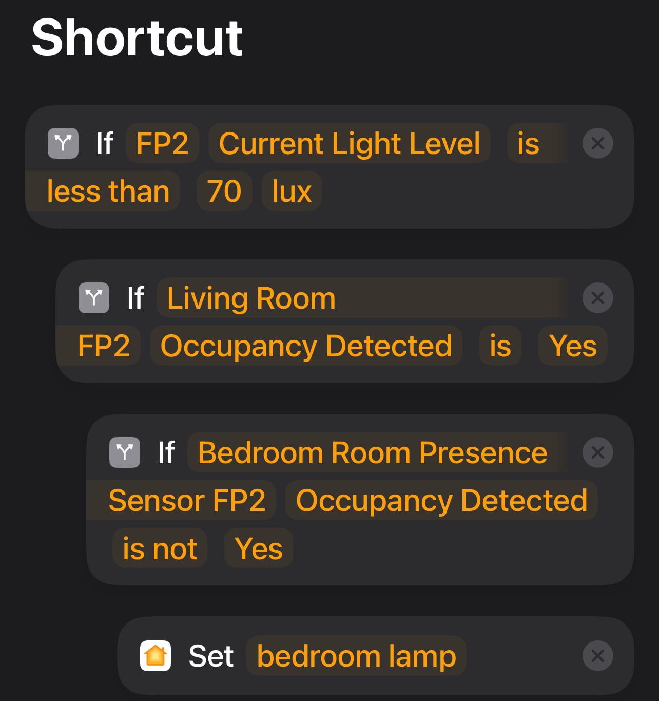 Shortcut page with multiple If parameters.