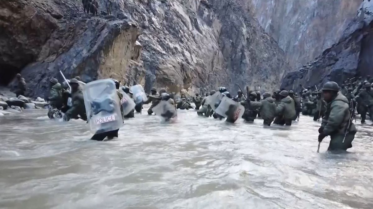 Video frame grab taken from footage of a clash between Indians and Chinese