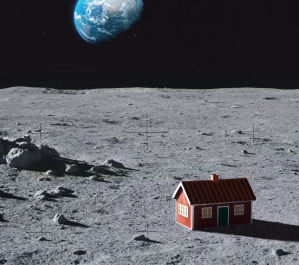 A Swedish Red Cabin on the moon.