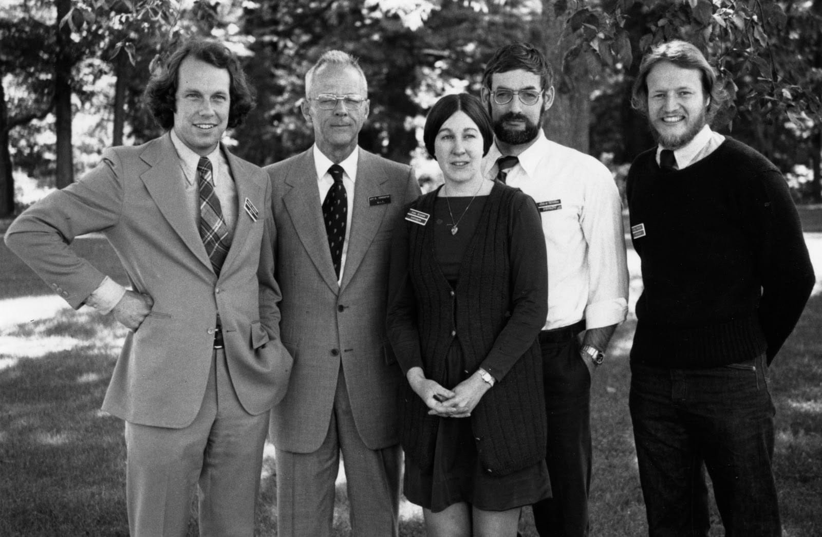 From left to right: Jørgen Randers, Jay Forrester, Donella Meadows, Dennis Meadows, William Behrens